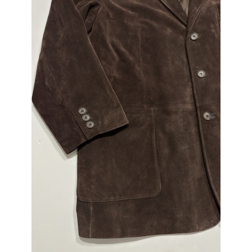 Roundtree & Yorke Mens Long Brown Suede Leather Jacket Coat Trench Size XXL City - Picture 3 of 15